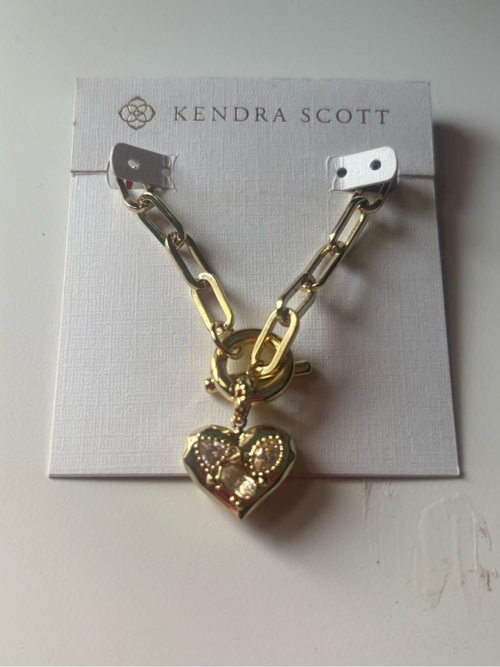 Kendra Scott Gold Heart Charm Chain Link Bracelet, NWT